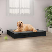vidaXL Hundebett Schwarz 71,5x54x9 cm Massivholz Kiefer