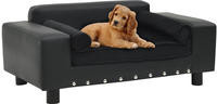 vidaXL Hundesofa Schwarz 81x43x31 cm Pl&uuml;sch und Kunstleder