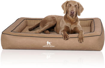 Knuffelwuff Orthopädisches Hundebett Laser gesteppt Kunstleder Montego 105x80cm camel (14203-007)