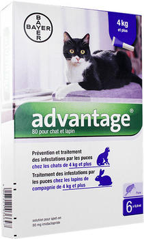 Advantage Spot On für Katzen und Zierkaninchen bis 4kg mit 80mg Imidacloprid (6 Pipetten)