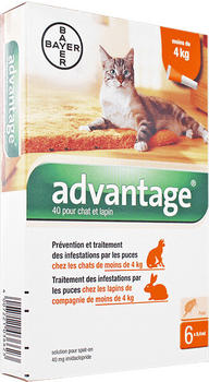 Advantage Spot On f&uuml;r Katzen und Zierkaninchen bis 4kg mit 40mg Imidacloprid (6 Pipetten)