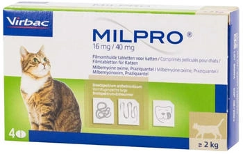 Virbac Milpro Katze 16/40mg 2-12kg 4 St&uuml;ck