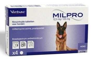 Virbac Milpro Hund 12,5/125mg 5-75kg 4 St&uuml;ck