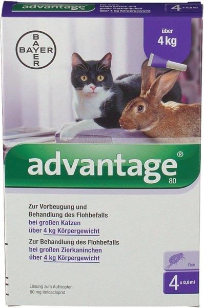 Advantage Spot On für Katzen und Zierkaninchen bis 4kg mit 80mg Imidacloprid (4 Pipetten)