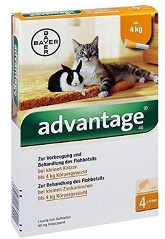 Advantage Spot On für Katzen und Zierkaninchen bis 4kg mit 40mg Imidacloprid (4 Pipetten)