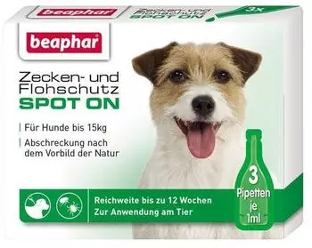 Beaphar Zecken- & Flohschutz Spot-On f&uuml;r kleine Hunde bis 15 kg (3 x 1 ml)