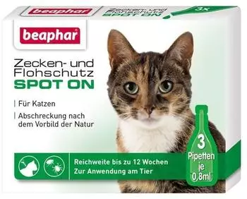 Beaphar Zecken- & Flohschutz Spot-On f&uuml;r Katzen 3x0,8ml