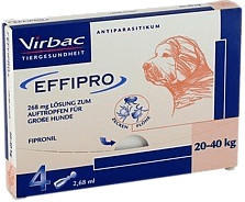 Virbac Effipro 268 mg Vet. Lösung z. Auftropfen gr. Hunde Pipetten 4 Stück