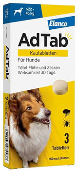 Elanco ADTAB 900 mg Kautabletten für Hunde >22—45 kg (3 Tabletten)