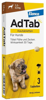 Elanco ADTAB 112 mg Kautabletten für Hunde 1,3-2,5 kg (3 Tabletten)