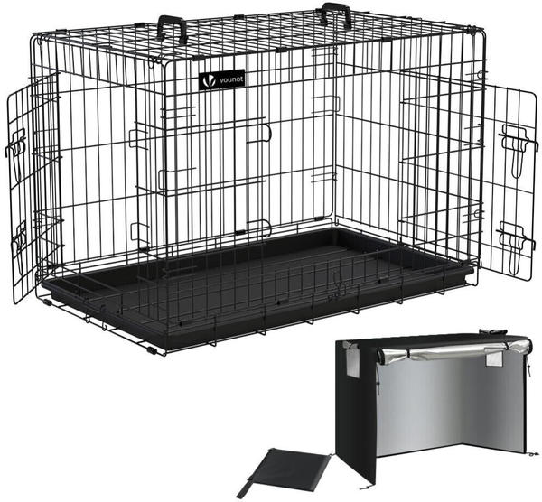Vounot Foldable dog cage 2 doors L 92 x 58 x 64 cm