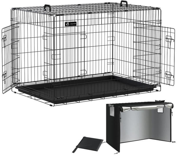 Vounot Foldable dog cage 2 doors XXL 122 x 75 x 81 cm