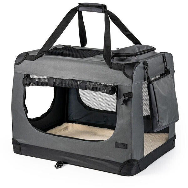 Lionto Hundetransportbox faltbar 60x42x44cm Katzen & Hunde grau (TB10011)