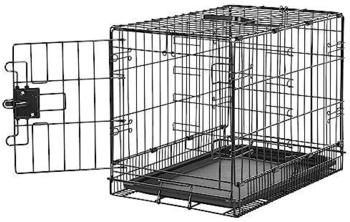 AmazonBasics Zusammenklappbarer Hundekäfig Metalldraht mit Bodenschale Einzeltür schwarz L 56 x B 33 x H 40 cm