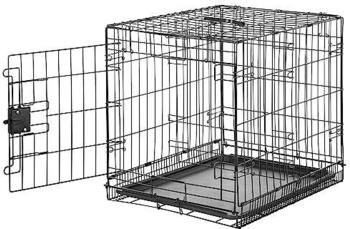 AmazonBasics Zusammenklappbarer Hundek&auml;fig Metalldraht mit Bodenschale Einzelt&uuml;r Schwarz L 61 x B 46 x H 51 cm