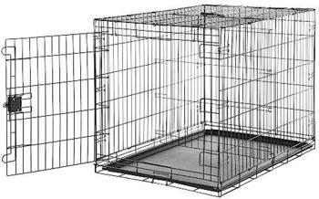AmazonBasics Zusammenklappbarer Hundek&auml;fig Metalldraht mit Bodenschale Einzelt&uuml;r 106,7 cm Schwarz