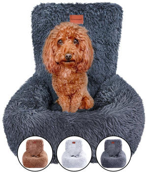 Wahre Tierliebe Fluffy Autositz mit Gurt M braun