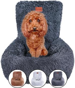 Wahre Tierliebe Fluffy Autositz mit Gurt M dunkelgrau