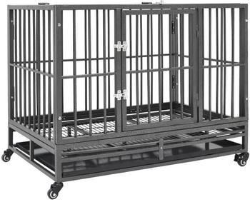 vidaXL Dog Cage With Wheels Steel 92X62X76cm