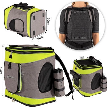 Lionto Haustier-Rucksack grau/gr&uuml;n