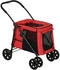Rot: Pawhut Hundebuggy mit Kissen 102x62x105cm