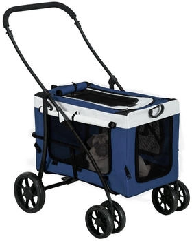 Pawhut Hundebuggy Hundetrolley für kleine und Miniaturhunde Oxford Blau