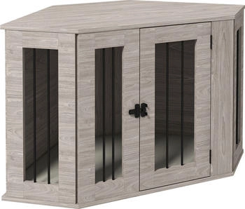 Pawhut Hundek&auml;fig Eckige Hundeh&uuml;tte Hundebox mit Kissen, Hundehaus mit T&uuml;rriegel