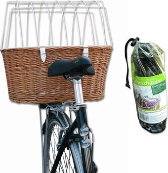 Aumüller Fahrrad-Tierkorb mit Halter, L: 52 cm + Schutzhaube - Gepäckträgermontage
