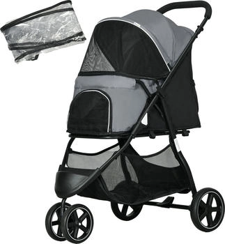 Pawhut Hundebuggy Hundewagen f&uuml;r kleine und kleinste Hunde Katzenwagen Grau