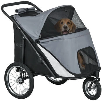 Pawhut Hundebuggy mit Netzfenstern klappbar bis 30 kg Oxford grau