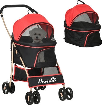 Pawhut 2 in 1 Hundetrolley faltbar rot