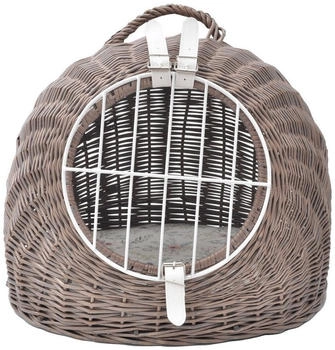 Aumüller Transportkorb aus Vollweide Vintage grau/braun inkl. Liegekissen 50 cm