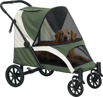 Pawhut Hundewagen Hundebuggy klappbar für große Hunde & Katzen bis 30 kg Katzenbuggy