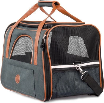 Hund IST K&ouml;nig &reg; Hundetasche Katzentasche | robust & formstabil | faltbar & platzsparend grau M