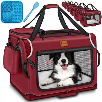 Tresko Hundebox faltbar bis 15 kg rot 50x34x34cm