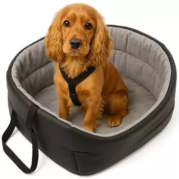 BOUTIQUE ZOO Hunde Autositz M 51 x 40 cm Schwarz Wildlederimitat