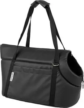 BOUTIQUE ZOO Hundetragetasche L bis 12 kg Schwarz/Kunstleder