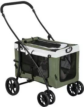 Pawhut 2 in 1 Hundebuggy klappbar dunkelgr&uuml;n