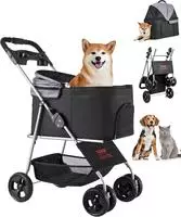 VEVOR Hundewagen 81x46x97 cm, 16,9 kg Tragkraft, faltbarer Hundebuggy,...