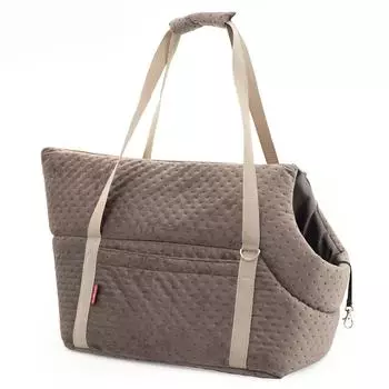 BOUTIQUE ZOO Schultertasche für Haustiere mit Gummiband L braun