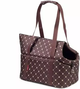 BOUTIQUE ZOO Hundetasche Muster Pfoten M braun