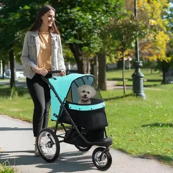 Pawhut Jogger Hundebuggy klappbar bis 10 kg t&uuml;rkis
