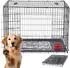 Arebos Hundebox klappbar, 2 Türen, 63x45x51cm, Rollen