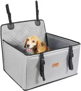 VEVOR Hundeautositz wasserdicht mit Stützrahmen und Sicherheitsleine, bis 18kg, grau (605x605x500mm)