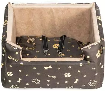 BOUTIQUE ZOO Emma Hundeautositz Kunstleder braun-gold, Größe M (BTQZ-AMB-CARSEAT-EMMA-BRAUN-GOLD-M)