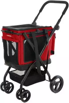 Carlett 3-in-1 Haustier-Trolley mit 360° drehbaren Rädern Cube P rot
