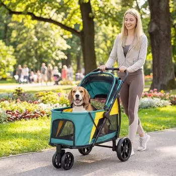 Pawhut Hundewagen faltbar bis 20kg mit Kissen