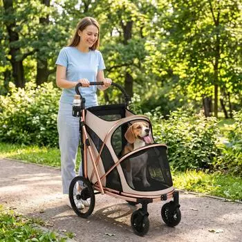 Pawhut Hundewagen faltbar, bis 20kg, hellbraun (D00-244V00LR)