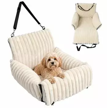 Relaxdays Hunde-Autositz weich, kleine Hunde bis 8kg, beige, 38x48x48cm (10053736_127)