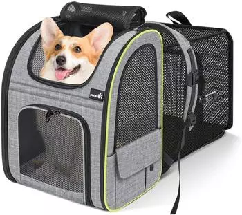 LuxusKollektion Hunderucksack erweiterbar, faltbar, grau, XL (Pecute)